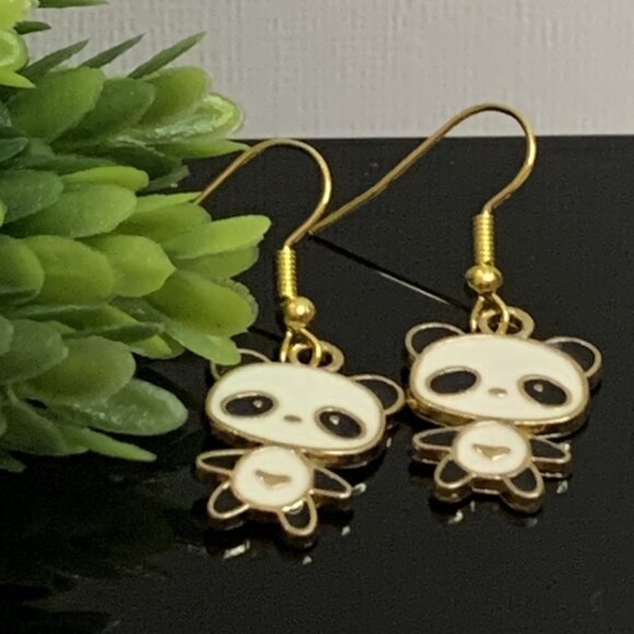 Panda Earring, Panda Bear Jewelry, Gift, Panda Jewelry, Silly Animal Earring - Picture 4 of 7